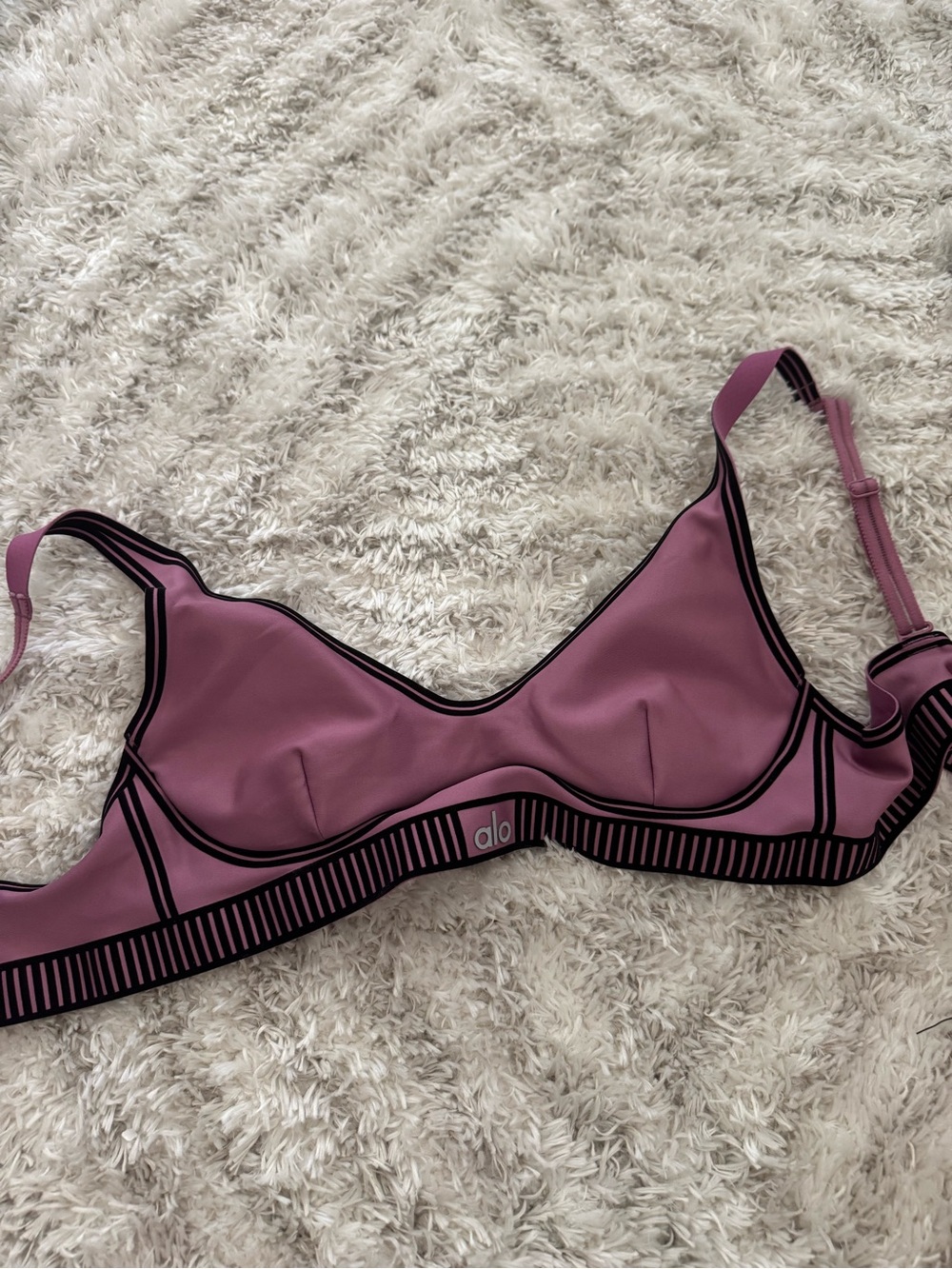 ALO Yoga Mauve Wireless Bralette with Black Trim